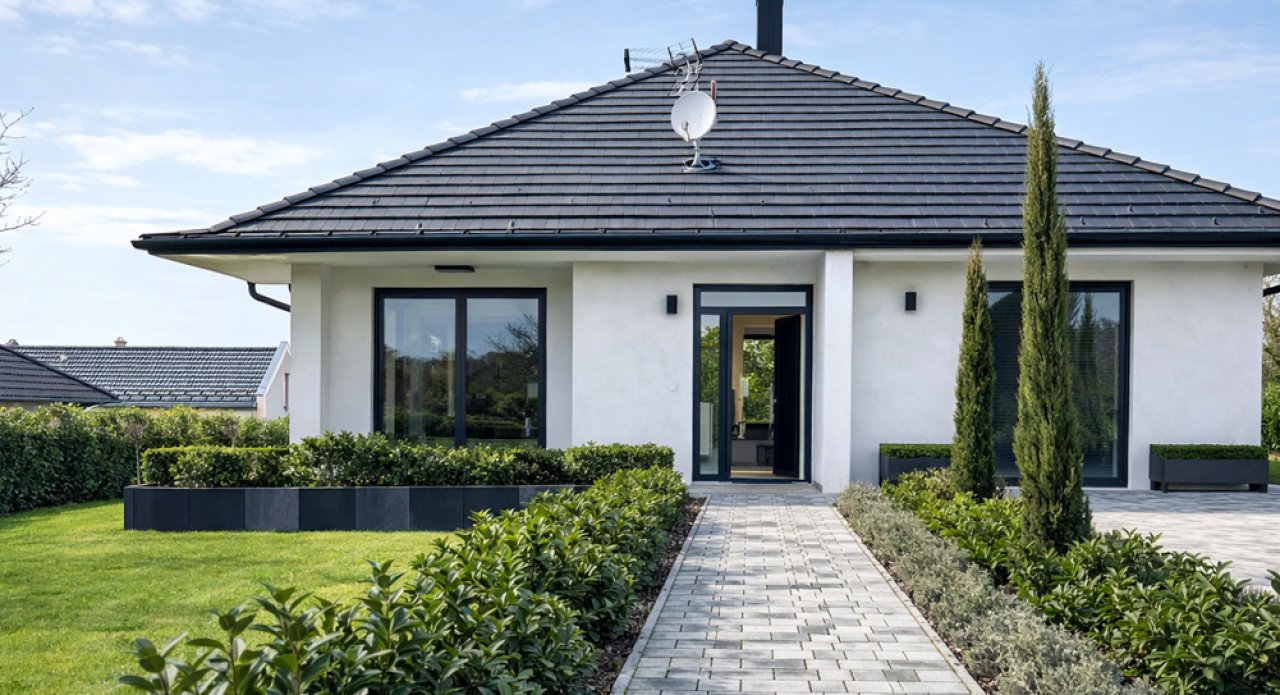 Moderne Architektur mit bodentiefen Fenstern und optimaler Raumöffnung zum Außenbereich Moderne Architektur mit bodentiefen Fenstern und optimaler Raumöffnung zum Außenbereich
