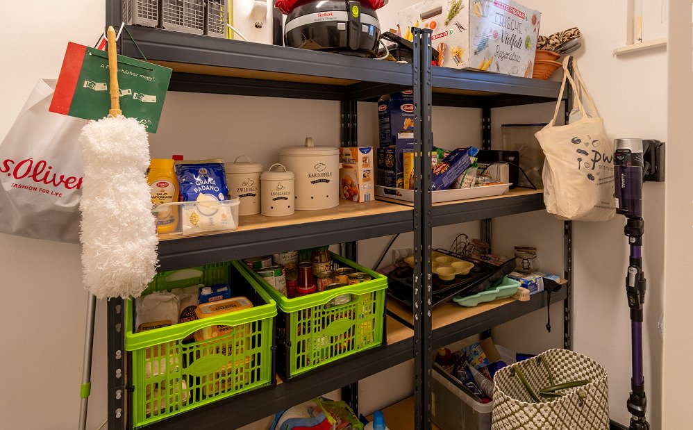 Practical storage room with a sturdy shelving system and optimal space organization