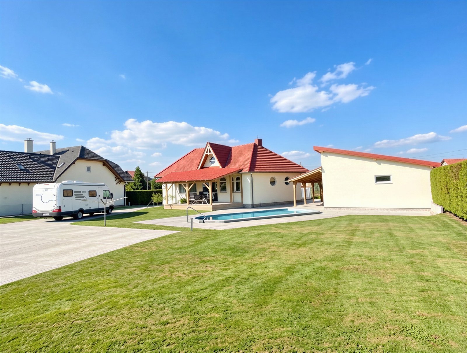 (AAA) Neuwertiges Landhaus mit Gästeappartment, Pool &amp; Caravan-Stellplätzen