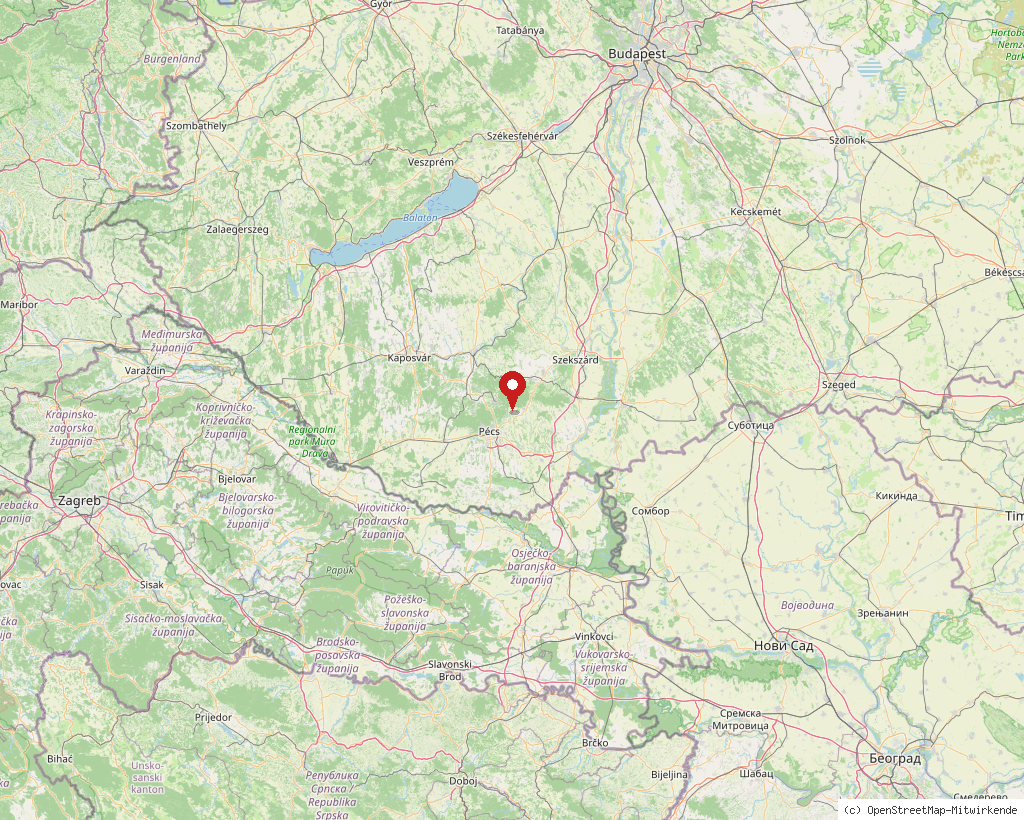 Lage von Hosszúhetény in Ungarn, Übersichtskarte