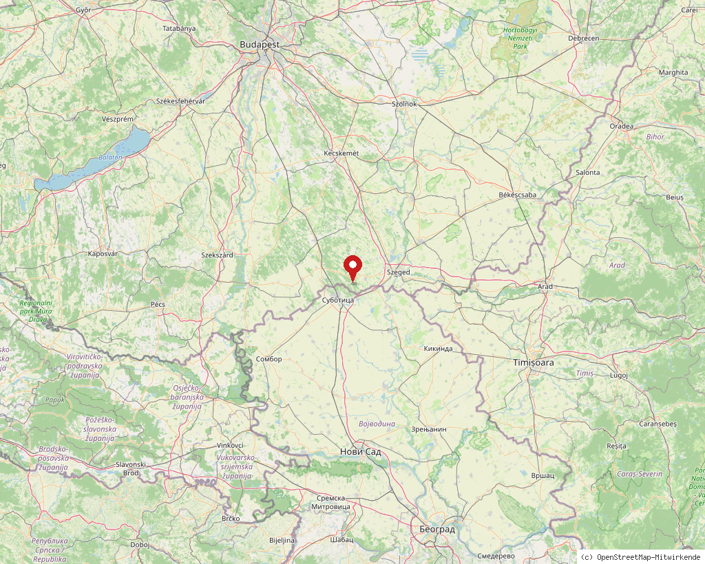 Location of Ásotthalom in Hungary, overview map