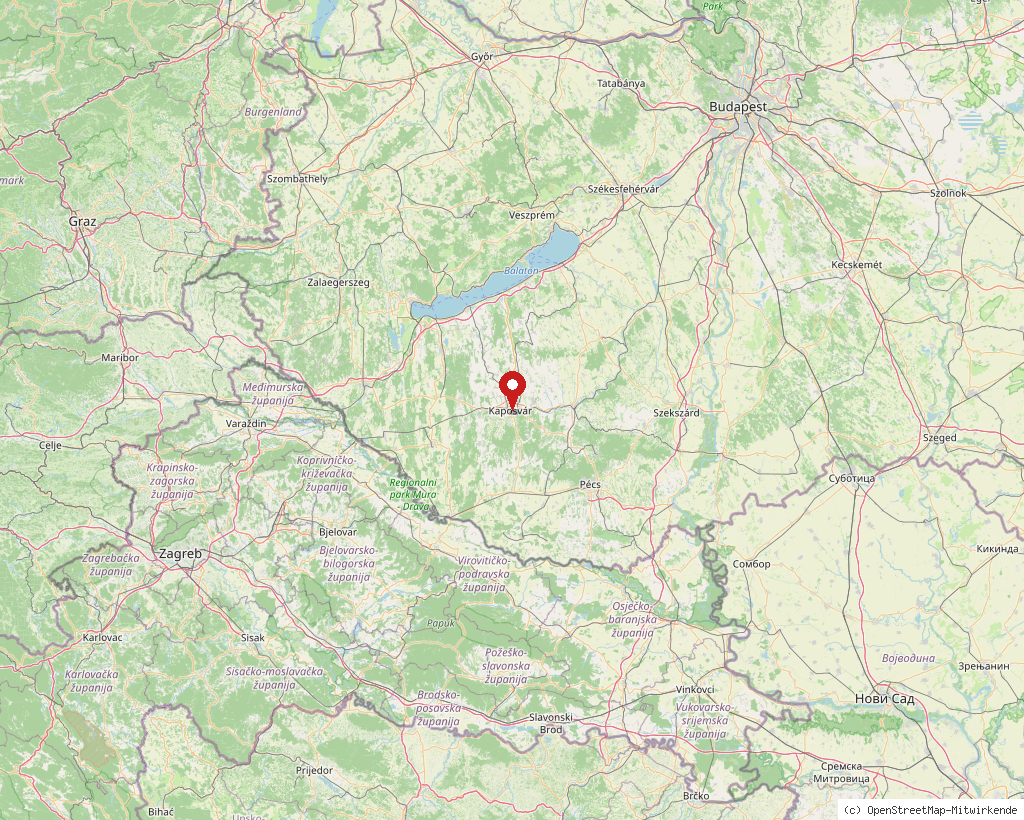 Region Kaposvár elhelyezkedése Magyarországon, áttekintő térkép