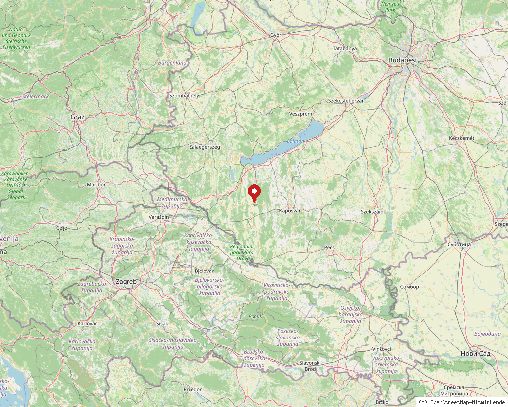 Lage von Böhönye in Ungarn, Übersichtskarte