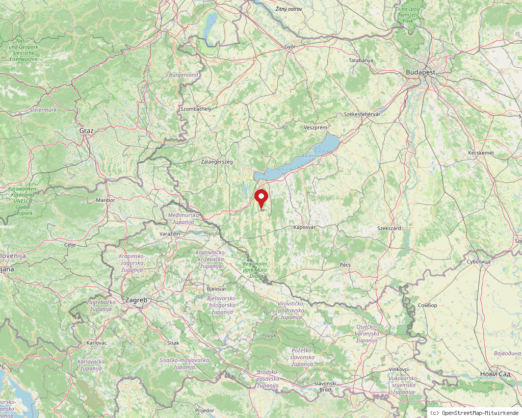 Ligging van Nagyszakácsi in Hongarije, overzichtskaart