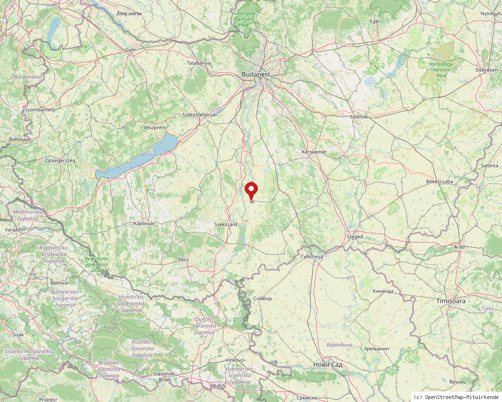 Location of Kalocsa in Hungary, overview map