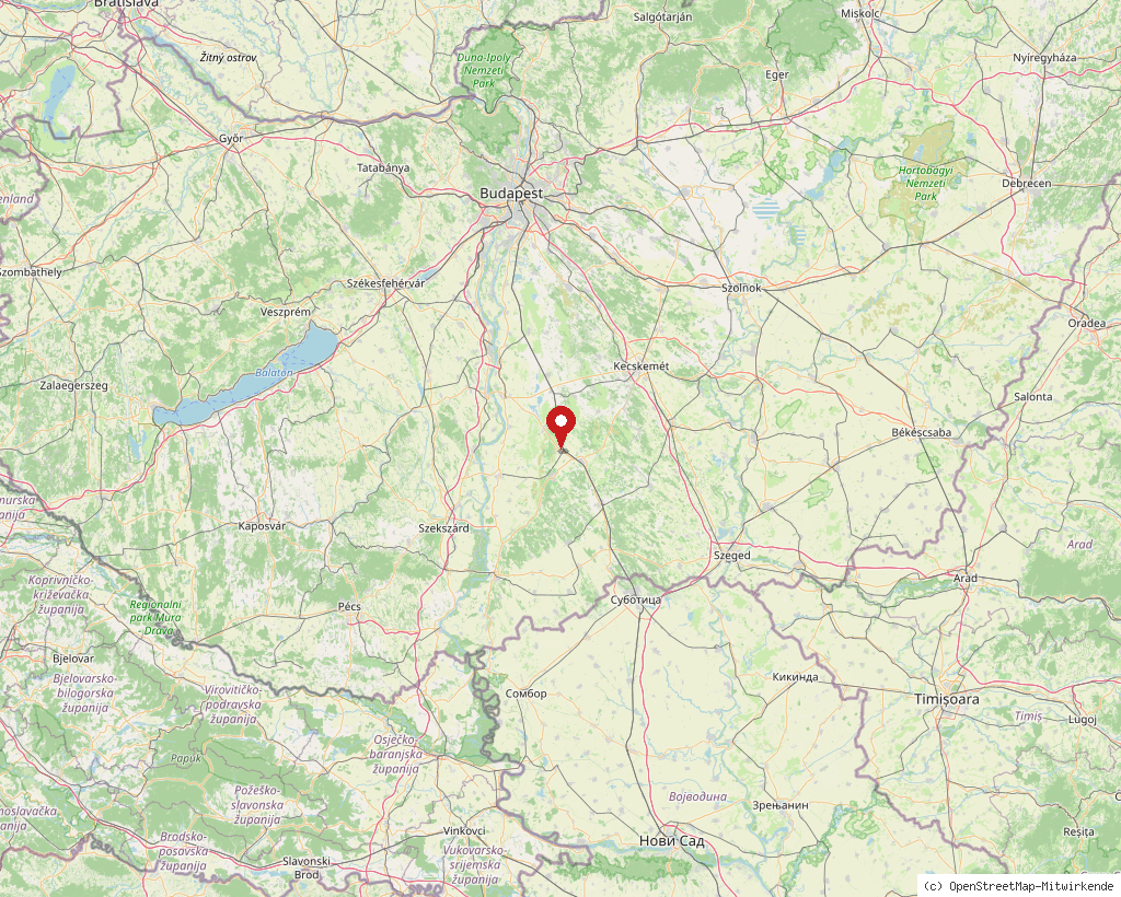 Location of Kiskőrös in Hungary, overview map