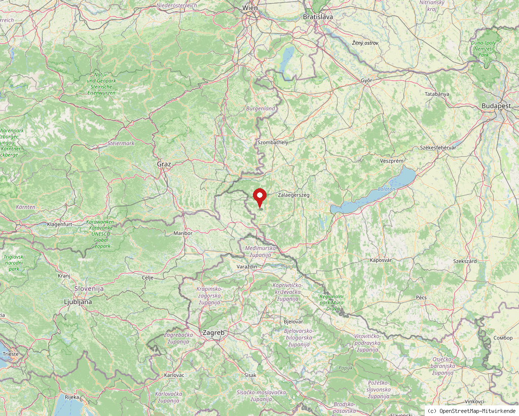 Location of Varászló in Hungary, overview map