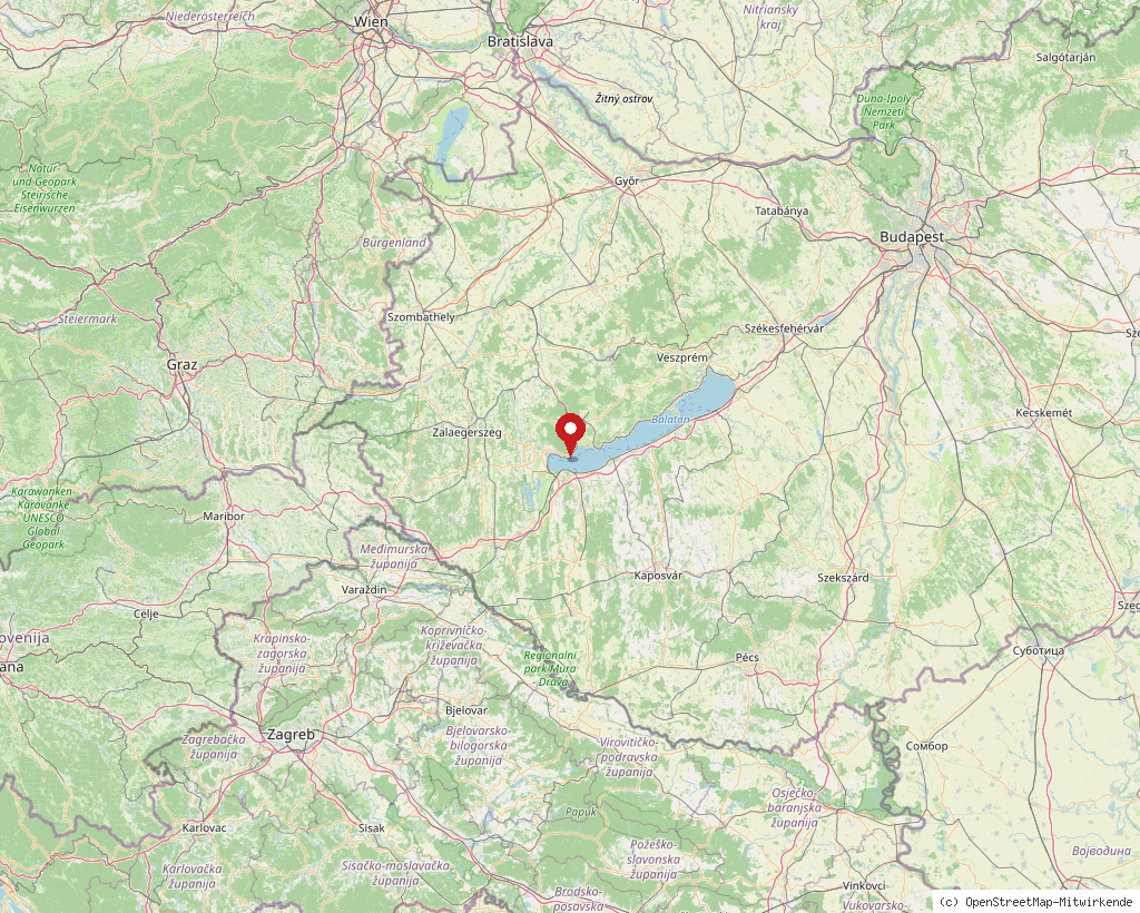 Location of Balatonygyörök in Hungary, overview map