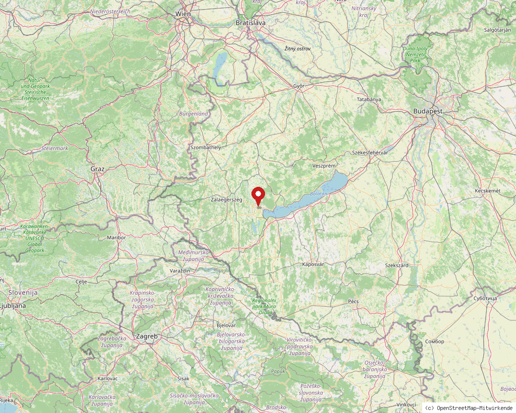 Location of Keszthely in Hungary, overview map