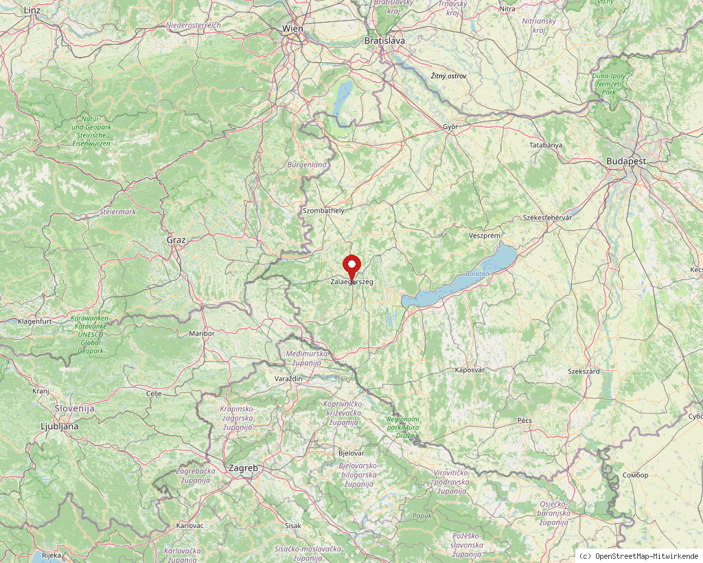 Location of Zalaegerszeg in Hungary, overview map