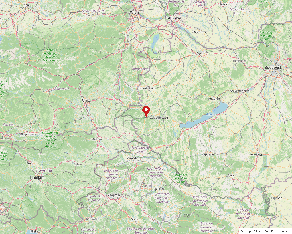 Location of Zalalövő in Hungary, overview map