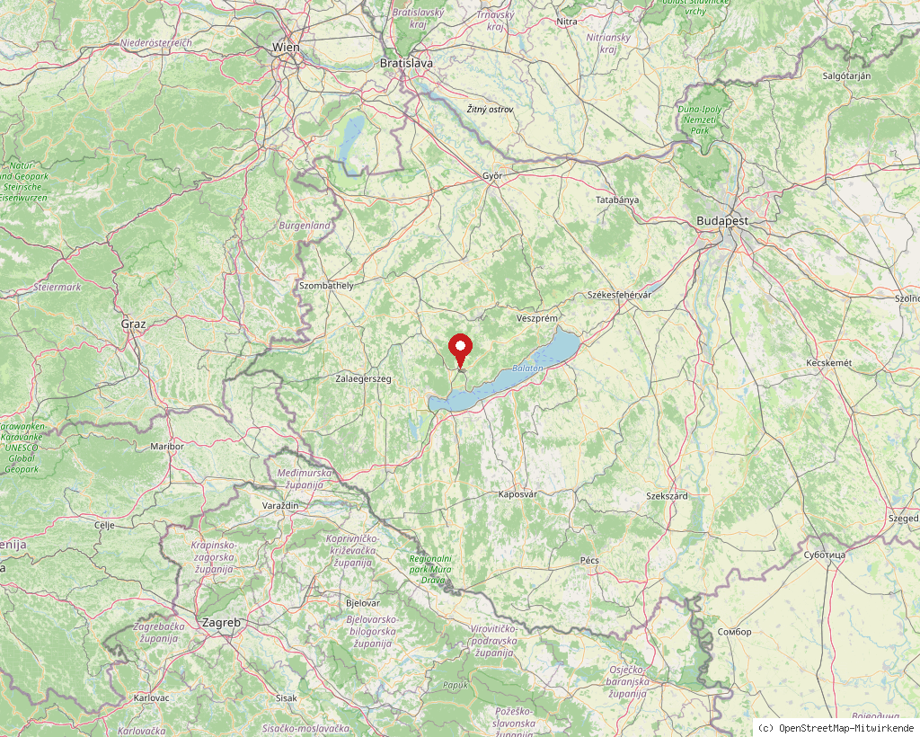Location of Tapolca in Hungary, overview map