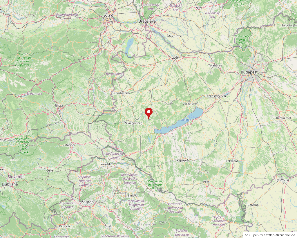 Location of Zalaszentlászló in Hungary, overview map