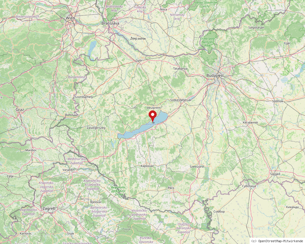 Lage von Tihany in Ungarn, Übersichtskarte