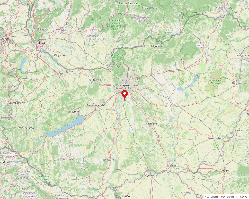 Location of Dunavarsány in Hungary, overview map