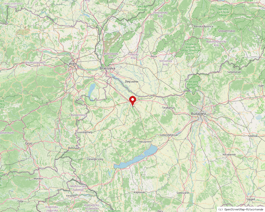 Location of Győrújbarát in Hungary, overview map