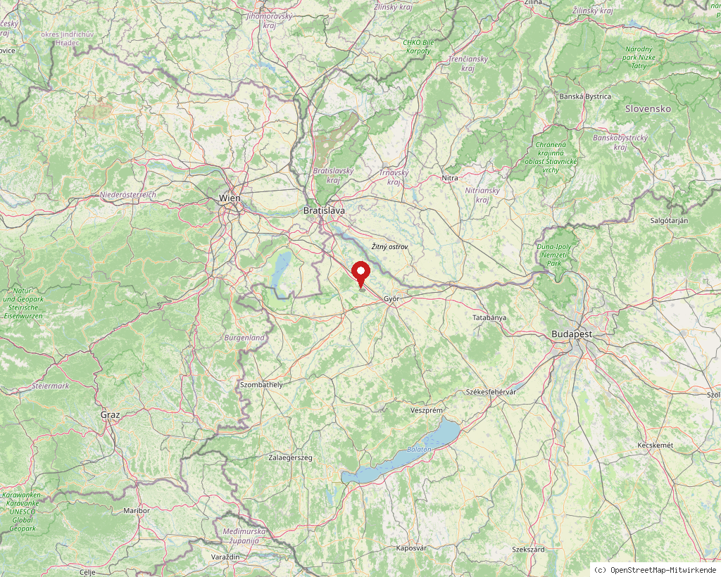 Lage von Lébény in Ungarn, Übersichtskarte